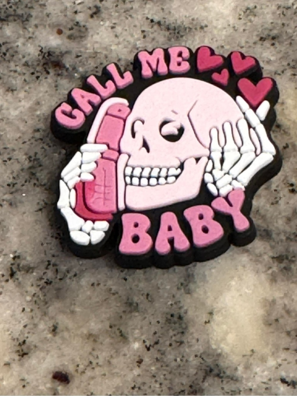 CROCS Pink Skull "Call Me Baby" Jibbitz Charm